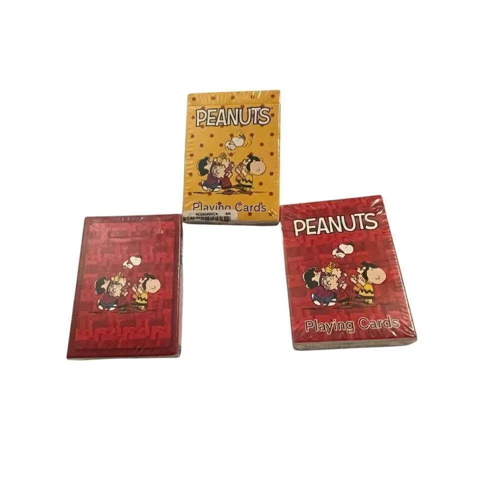New Peanuts Red and Yellow Characters Playing Cards Set of 3